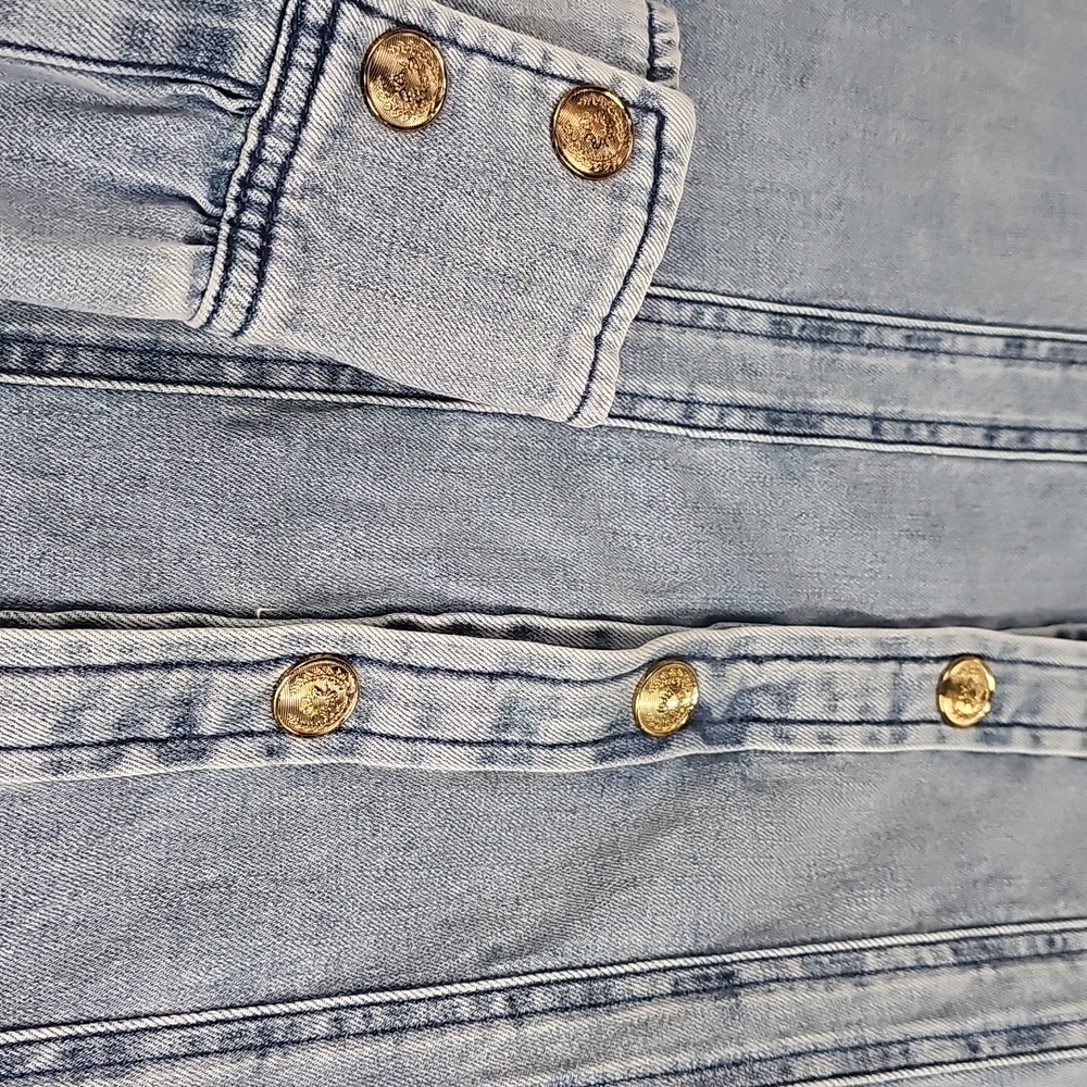 WHBM Faded Denim Stretch Bodycon Snap Button‎ Front Dress - Picture 9 of 14